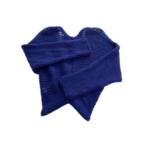 Forte Forte Italy Wool Blend Open Knit Plunging Cardigan in Blue - Picture 3 of 4